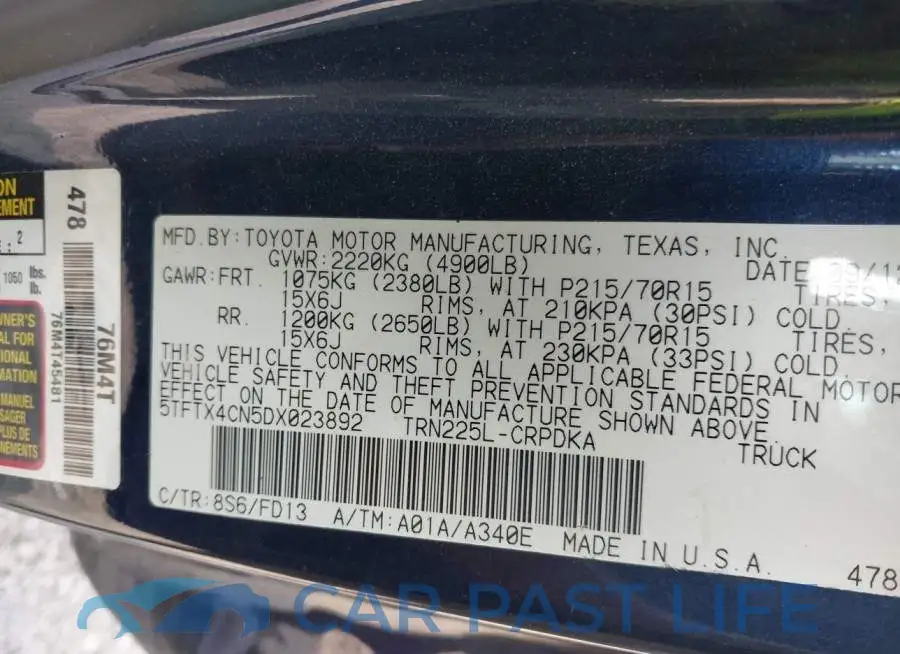 5TFTX4CN5DX023892# 9