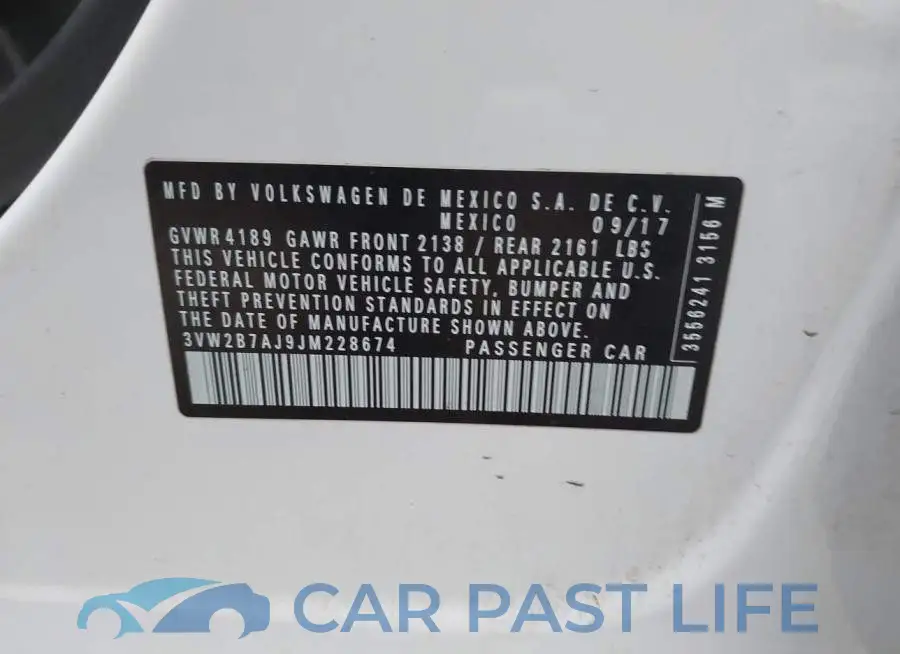 3VW2B7AJ9JM228674# 9