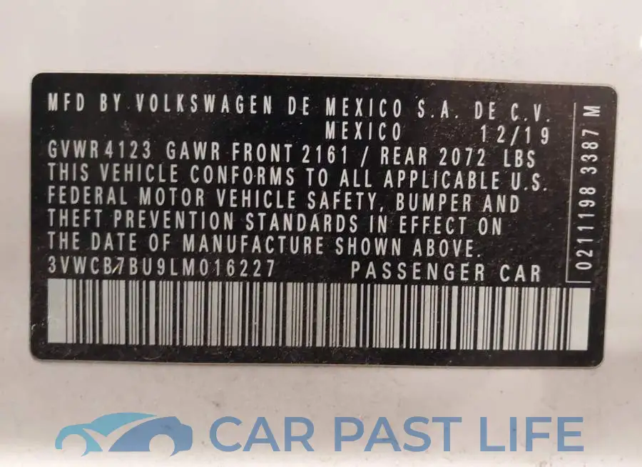 3VWCB7BU9LM016227# 9