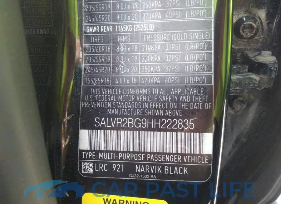 SALVR2BG9HH222835# 9