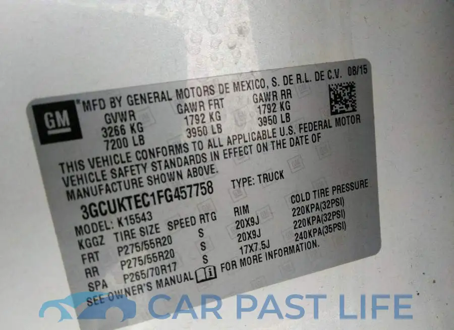 3GCUKTEC1FG457758# 9