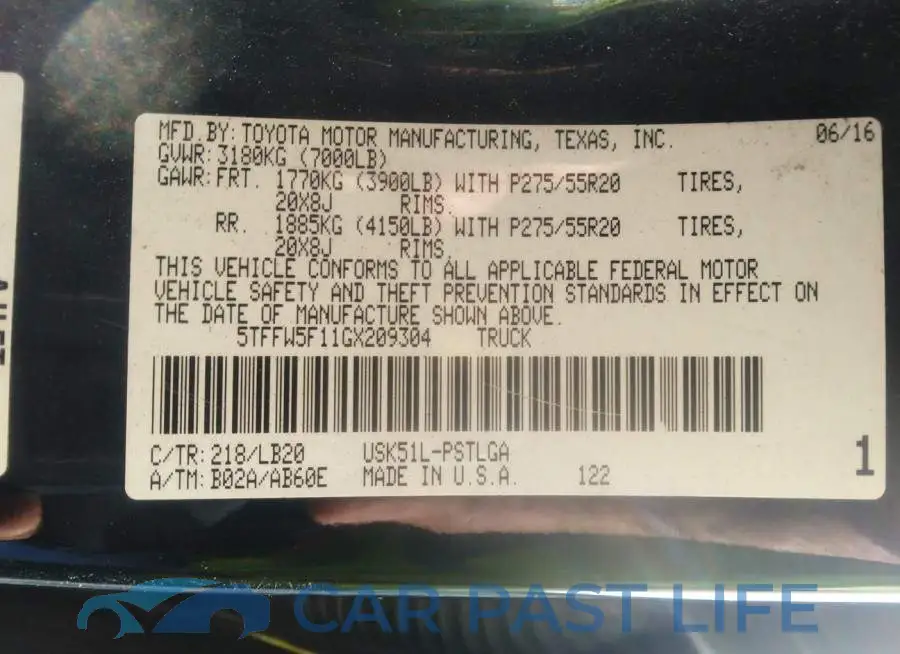 5TFFW5F11GX209304# 9