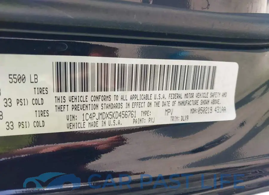 1C4PJMDX5KD456761# 9