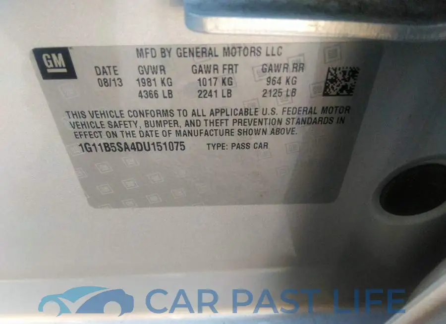1G11B5SA4DU151075# 9