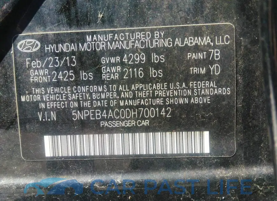 5NPEB4AC0DH700142# 9