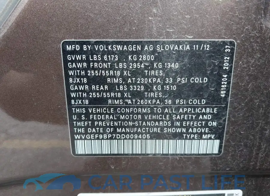 WVGEF9BP7DD009405# 9