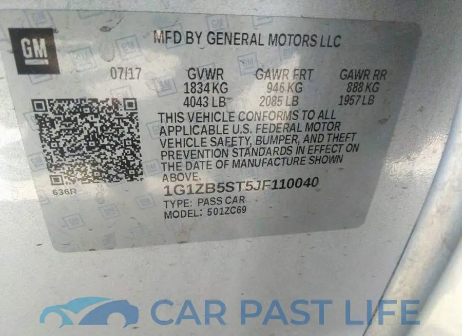 1G1ZB5ST5JF110040# 9