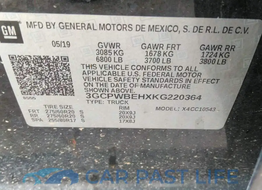 3GCPWBEHXKG220364# 9