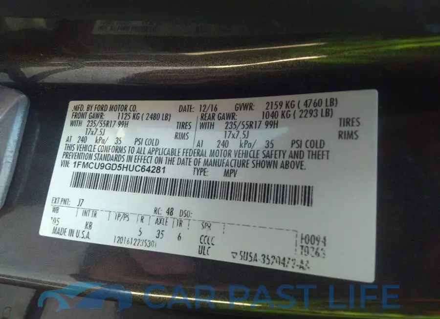 1FMCU9GD5HUC64281# 9