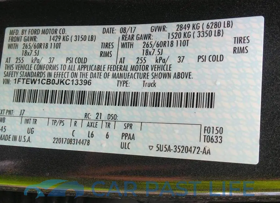 1FTEW1CB0JKC13396# 9