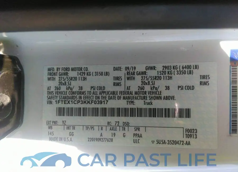 1FTEX1CP3KKF03917# 9