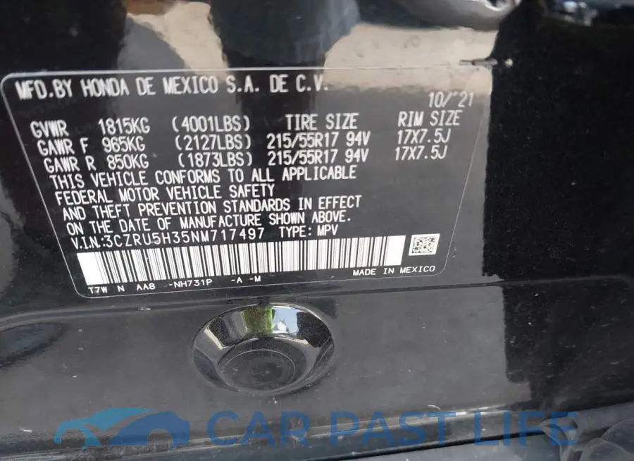 3CZRU5H35NM717497# 9