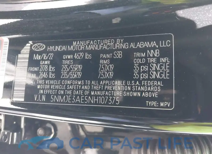 5NMJE3AE5NH107375# 9