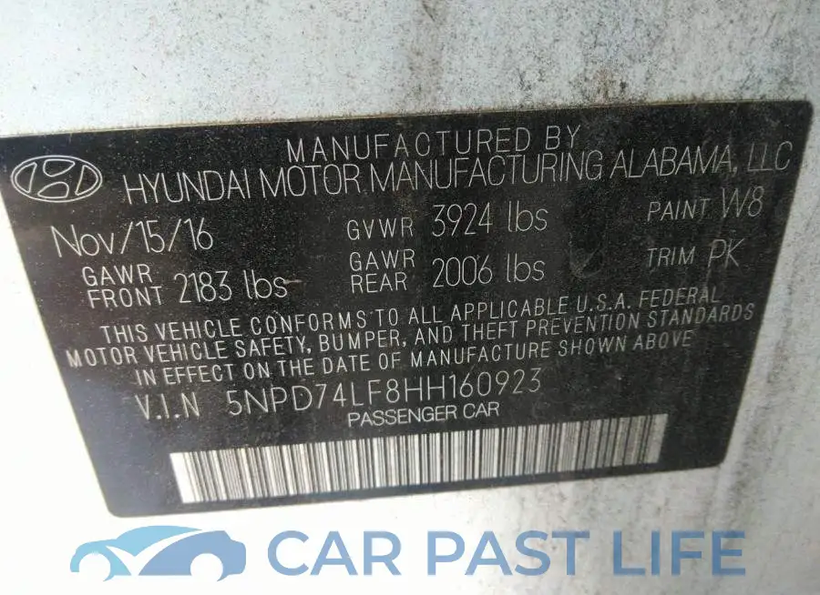 5NPD74LF8HH160923# 9