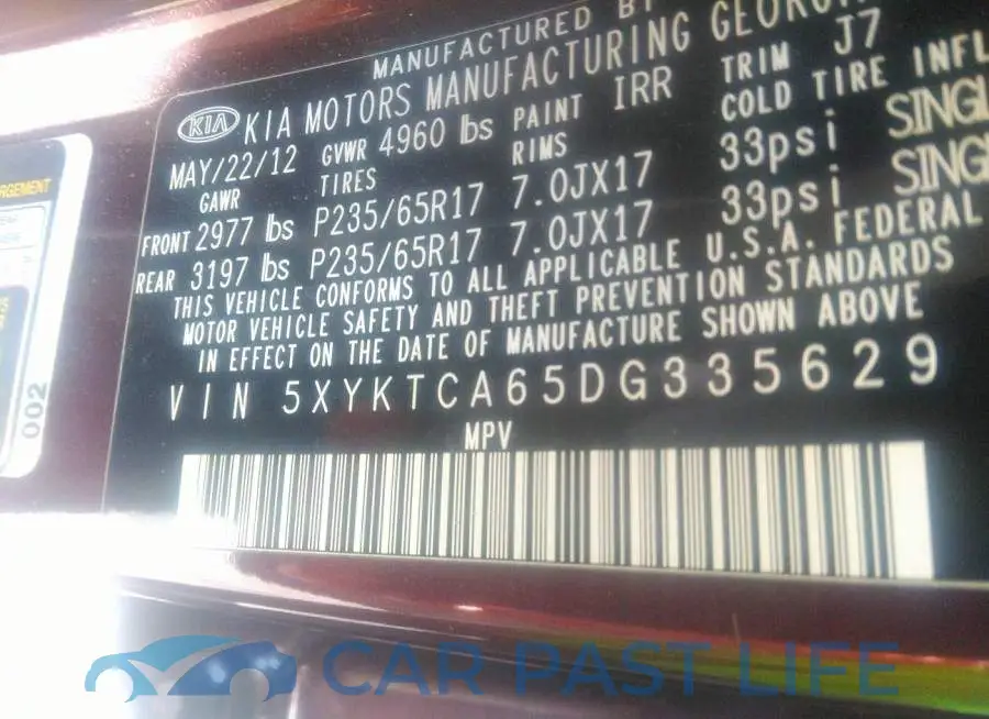 5XYKTCA65DG335629# 9