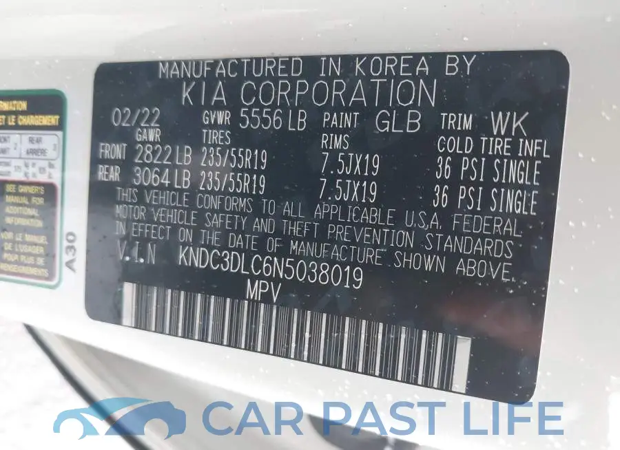 KNDC3DLC6N5038019# 9