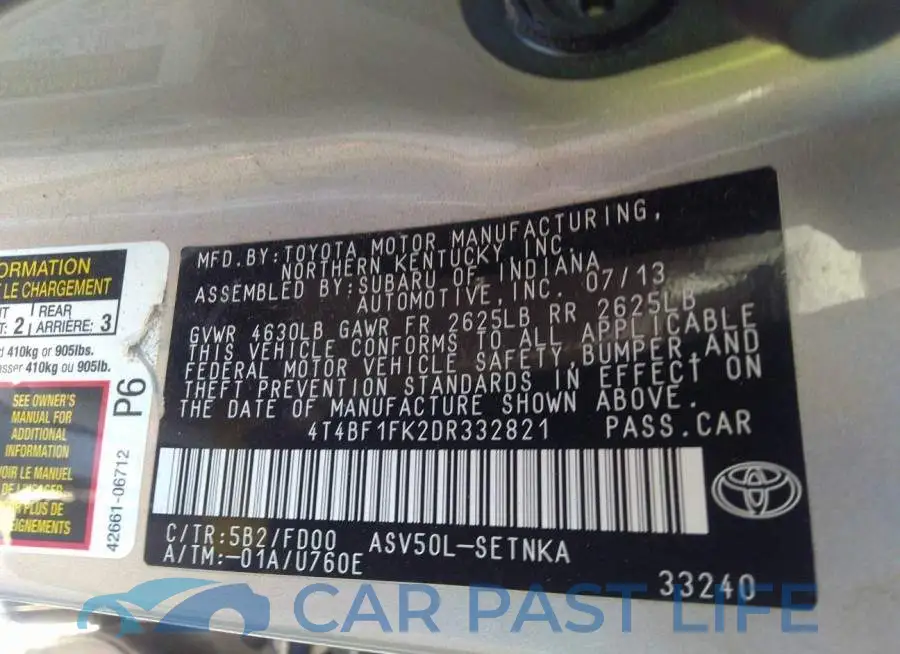 4T4BF1FK2DR332821# 9