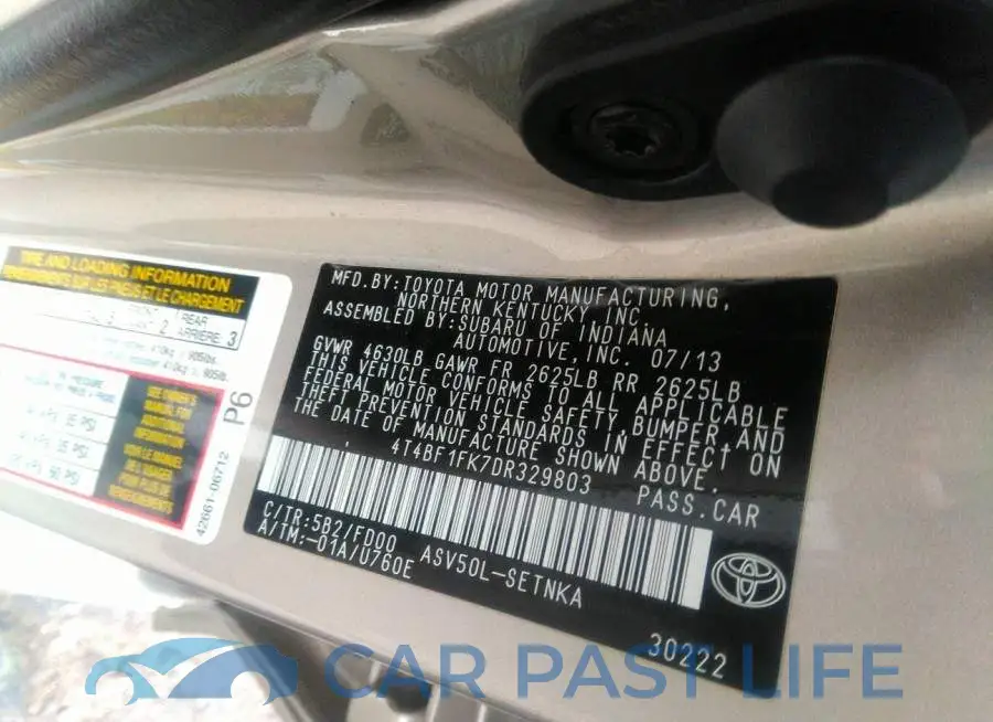 4T4BF1FK7DR329803# 9