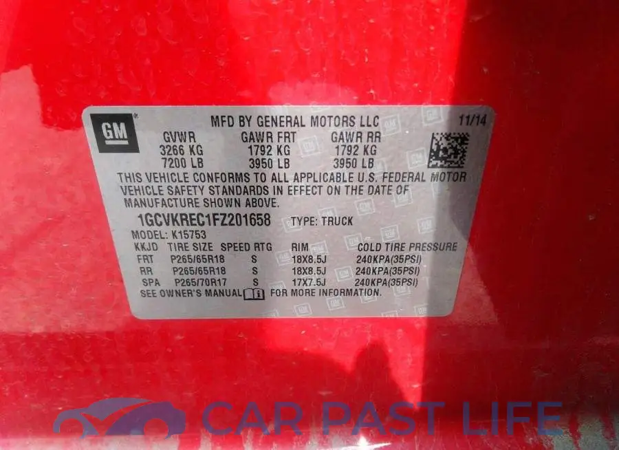 1GCVKREC1FZ201658# 9
