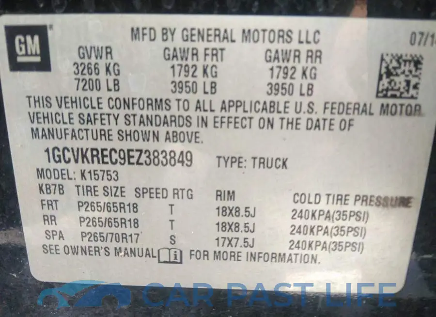 1GCVKREC9EZ383849# 9