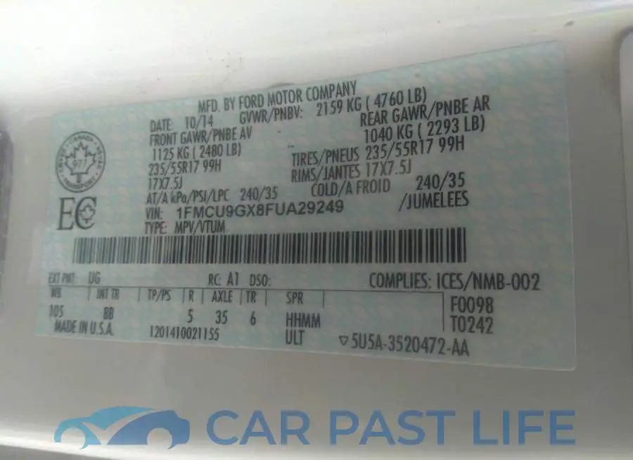 1FMCU9GX8FUA29249# 9