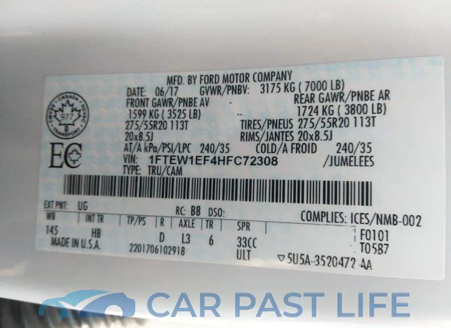 1FTEW1EF4HFC72308# 9