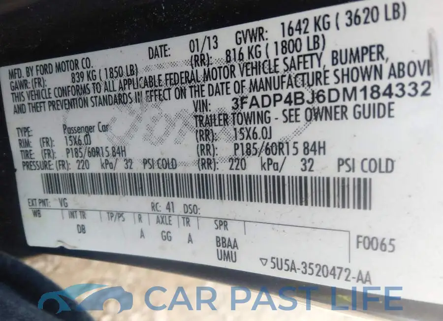 3FADP4BJ6DM184332# 9