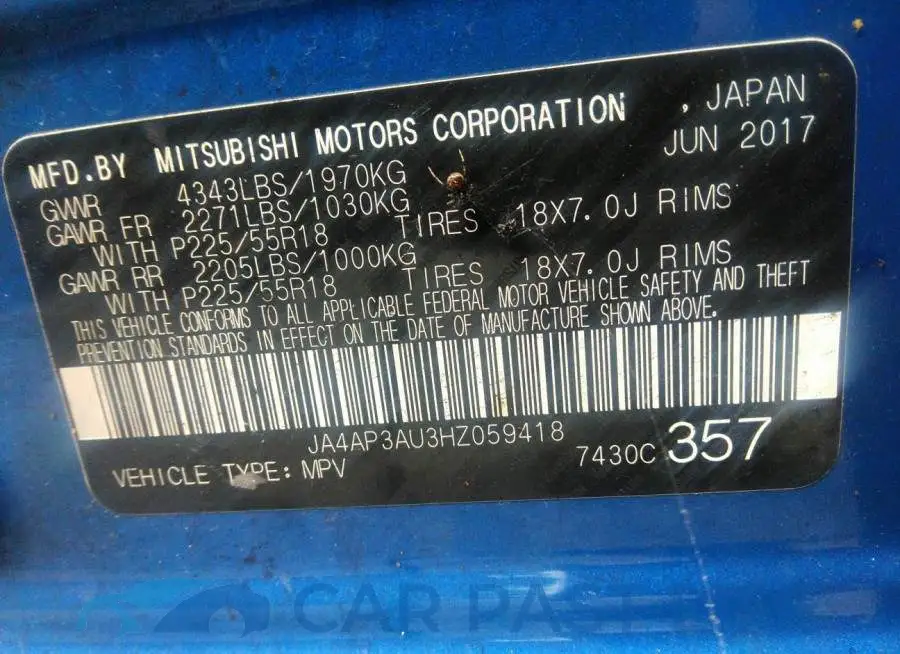 JA4AP3AU3HZ059418# 9