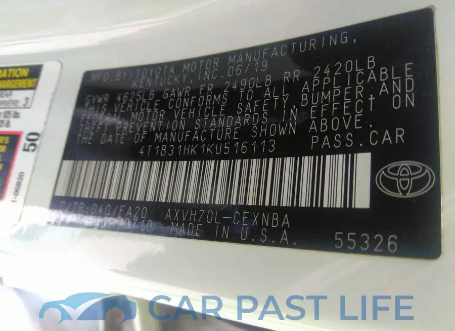 4T1B31HK1KU516113# 9