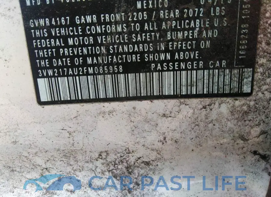 3VW217AU2FM085958# 9