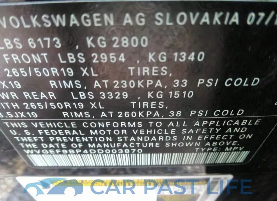 WVGEF9BP4DD003870# 9