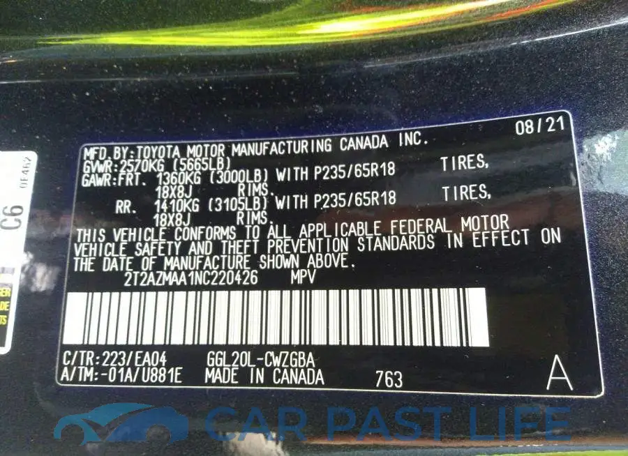 2T2AZMAA1NC220426# 9