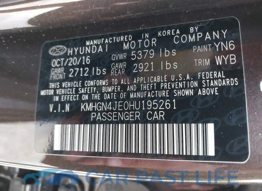 KMHGN4JE0HU195261# 9