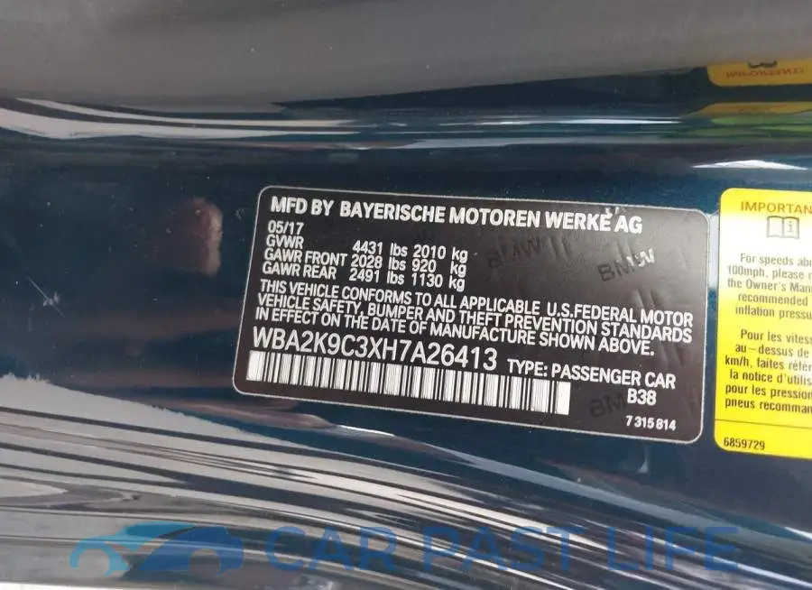 WBA2K9C3XH7A26413# 9