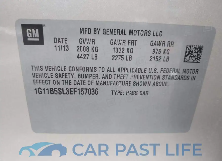 1G11B5SL3EF157036# 9
