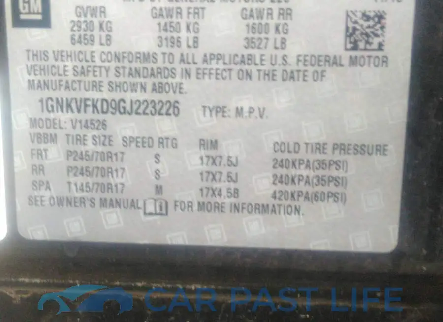 1GNKVFKD9GJ223226# 9