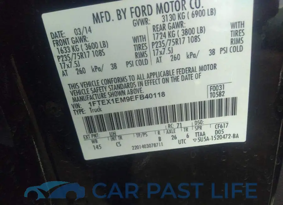 1FTEX1EM9EFB40118# 9