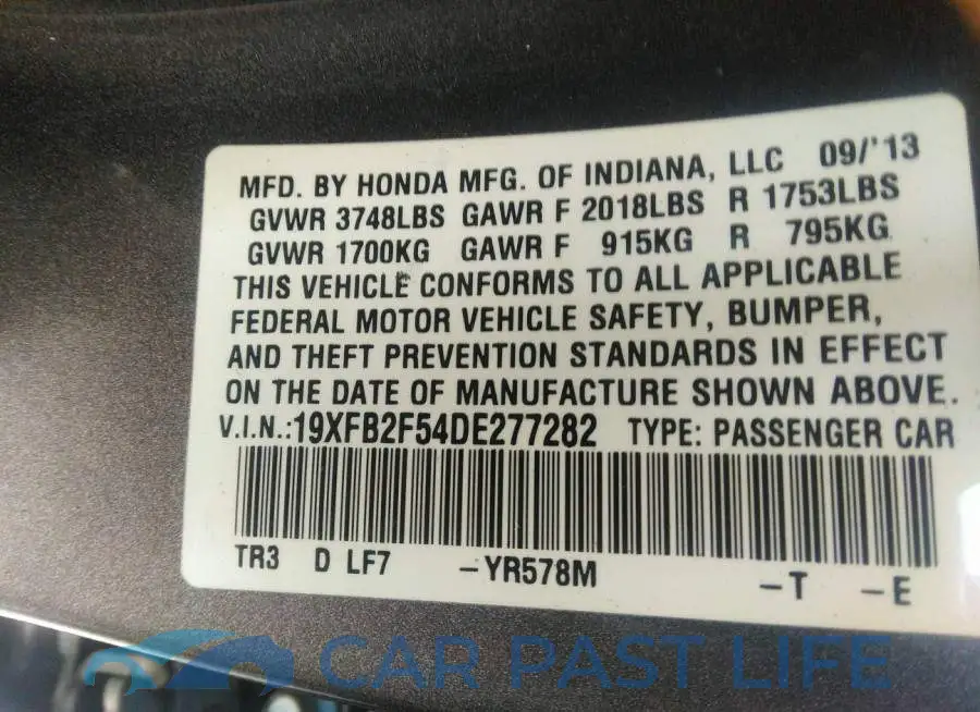 19XFB2F54DE277282# 9