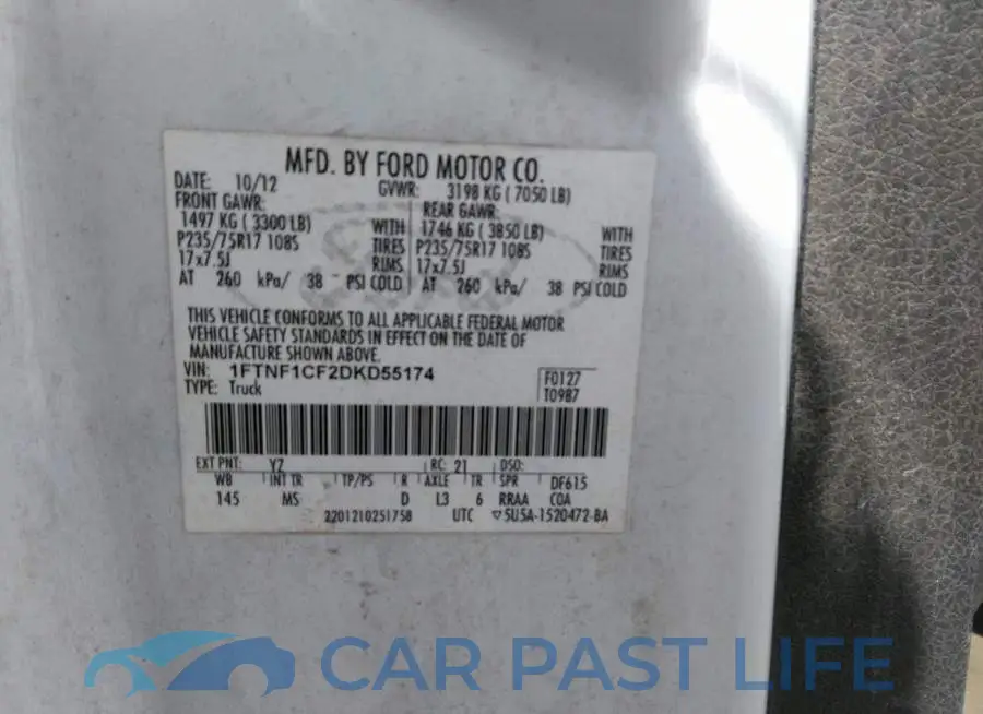 1FTNF1CF2DKD55174# 9