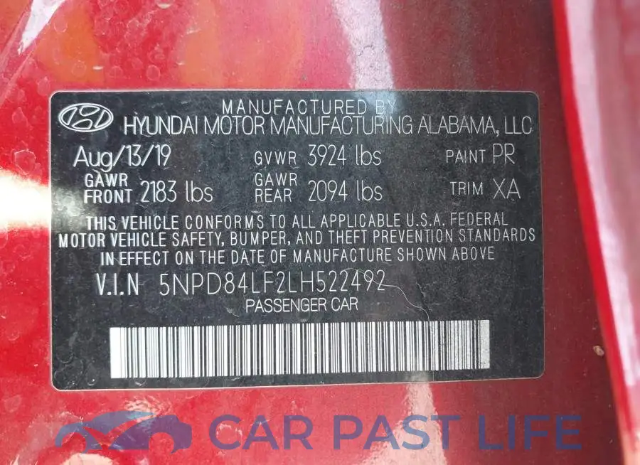 5NPD84LF2LH522492# 9