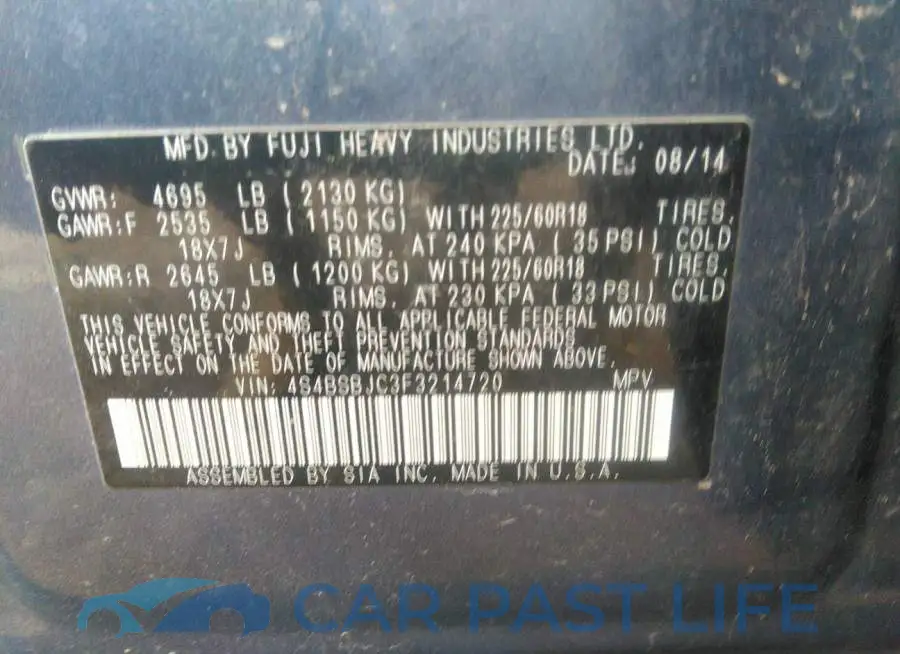 4S4BSBJC3F3214720# 9