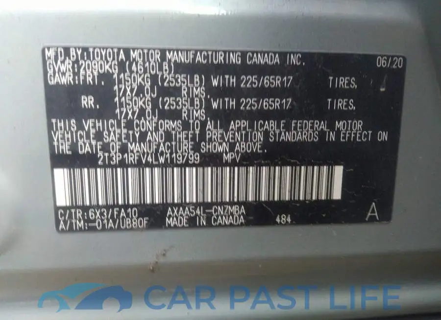 2T3P1RFV4LW119799# 9