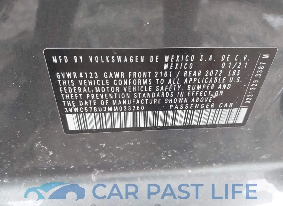 3VWC57BU3MM033260# 9