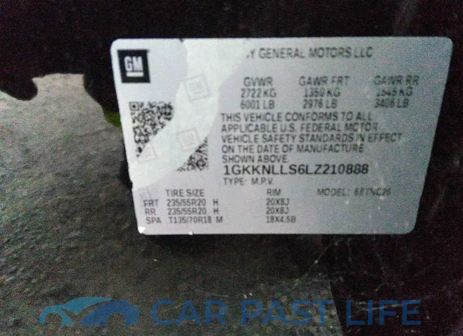 1GKKNLLS6LZ210888# 9