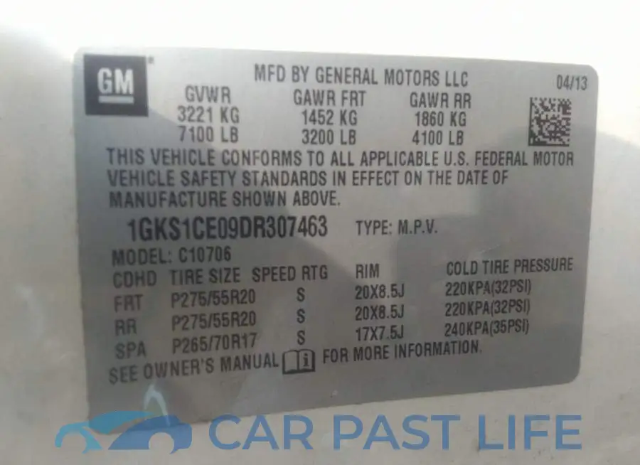 1GKS1CE09DR307463# 9