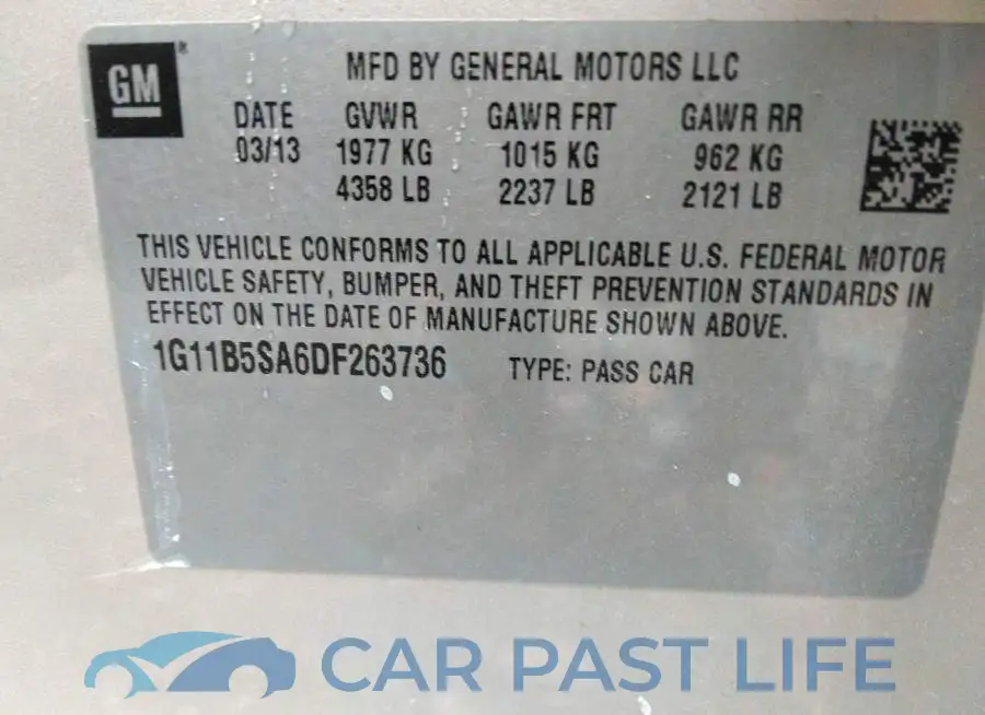 1G11B5SA6DF263736# 9