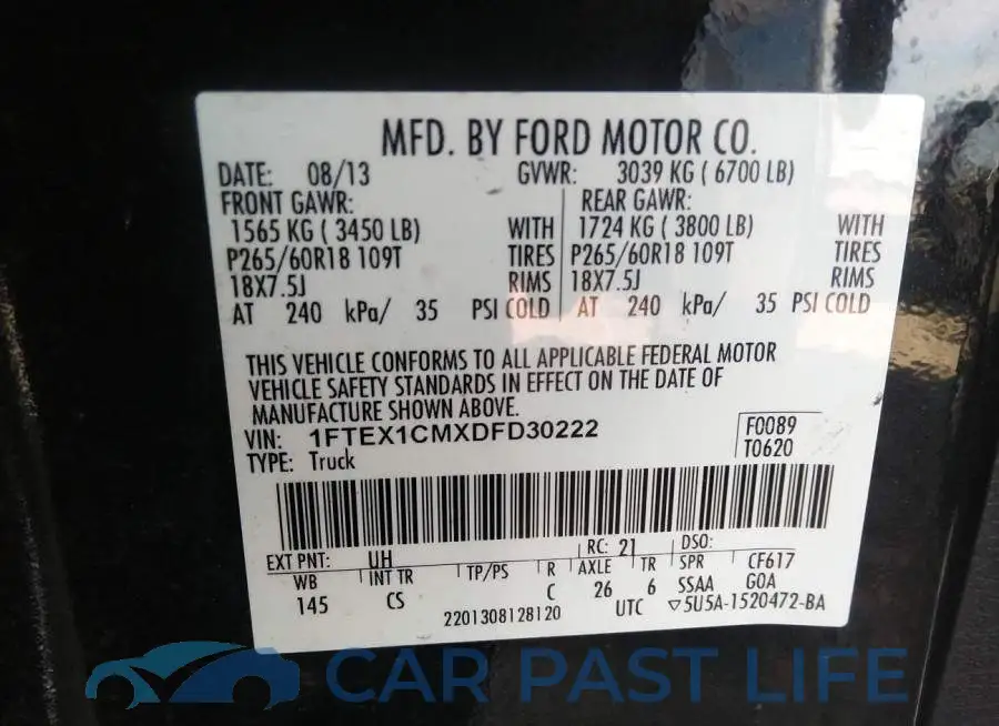 1FTEX1CMXDFD30222# 9