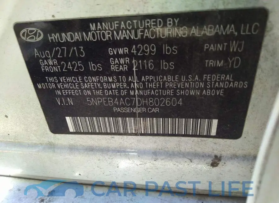 5NPEB4AC7DH802604# 9