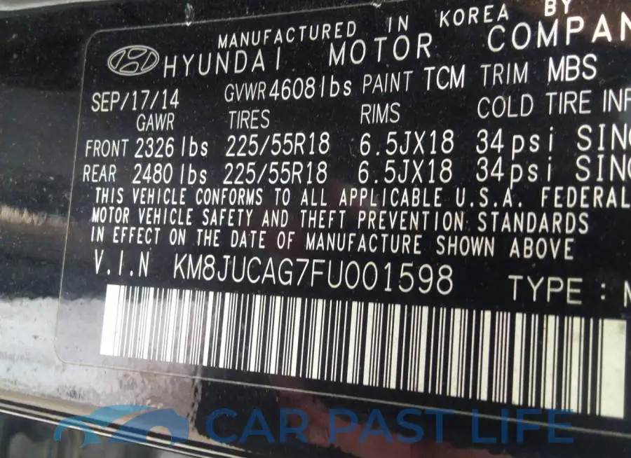 KM8JUCAG7FU001598# 9