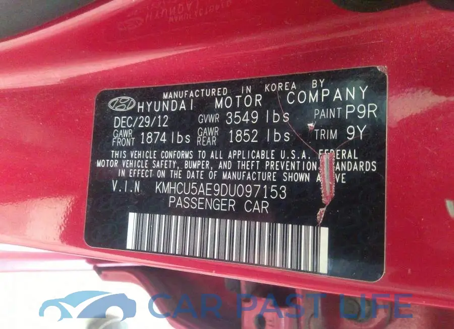 KMHCU5AE9DU097153# 9